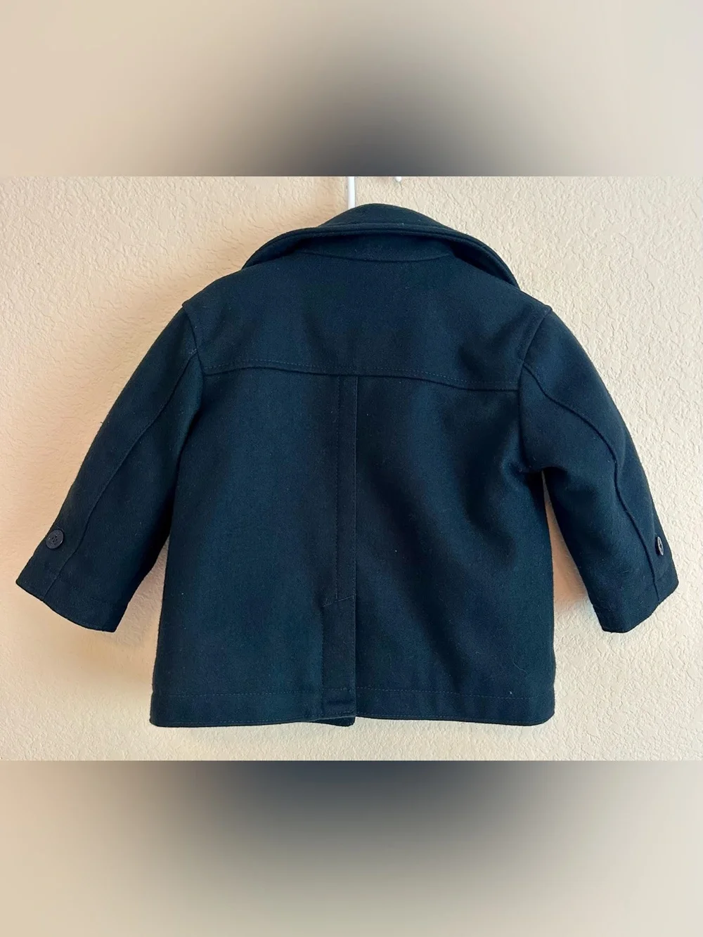 Baby Gap Peacoat 2 Yrs Deep Navy Blue Wool Double Breast Lined Preppy Nautical